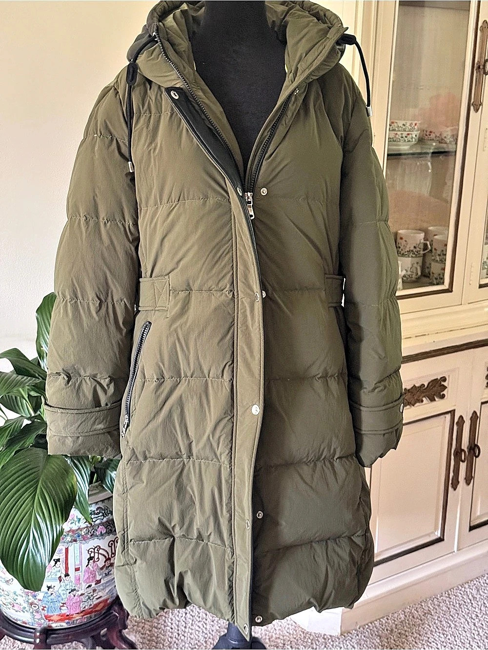 Vince Camuto Hooded Puffer Coat Green XXL Like New